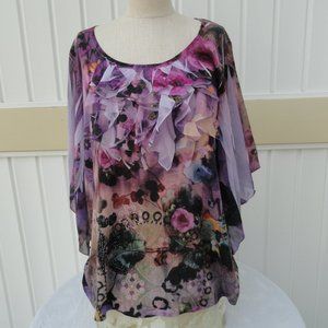 Dressbarn Woman Size 1x Purple Ruffle Shirt